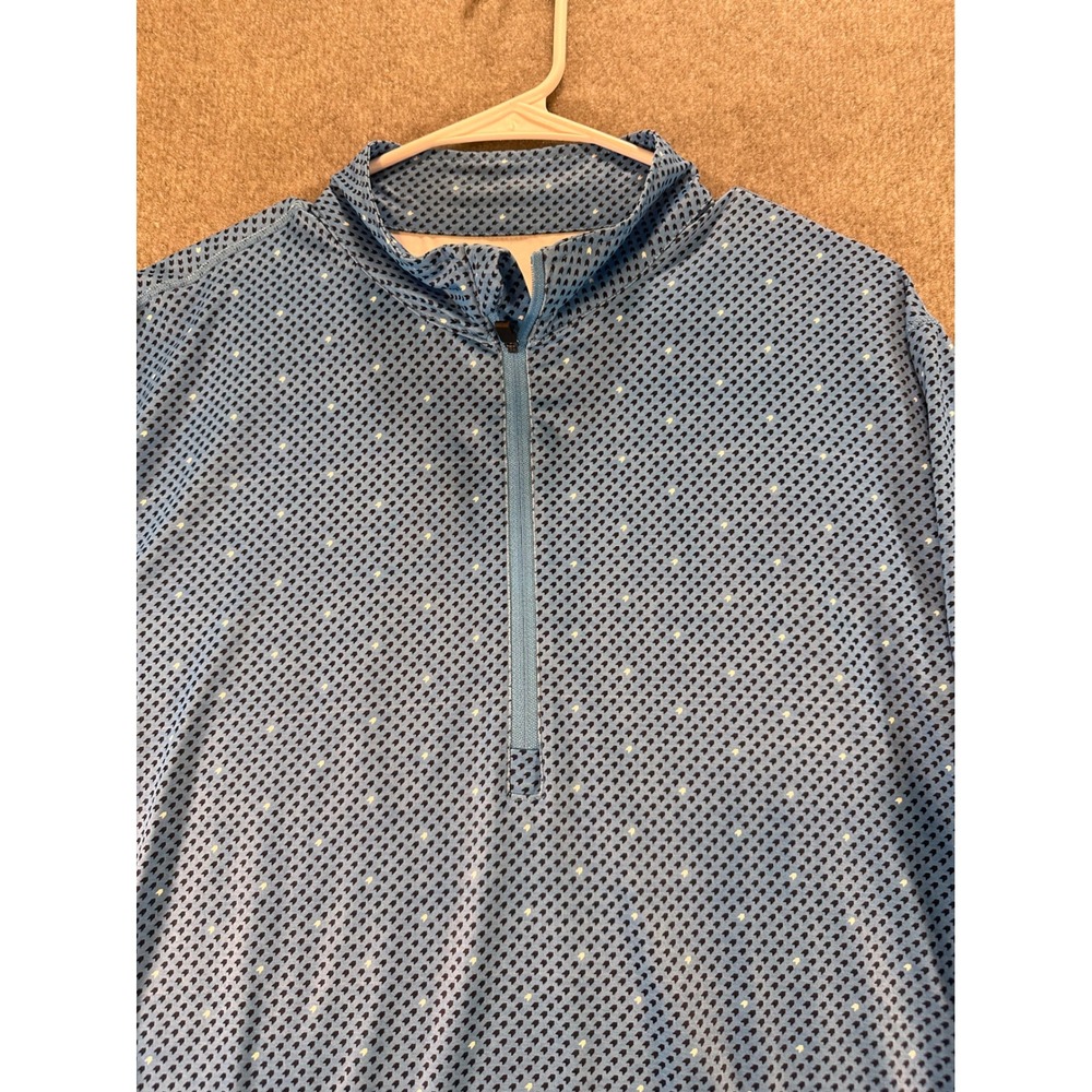 1764 Mens 1/4 Zip Pullover Blue Geometric Print Performance Shirt Size M SV30022